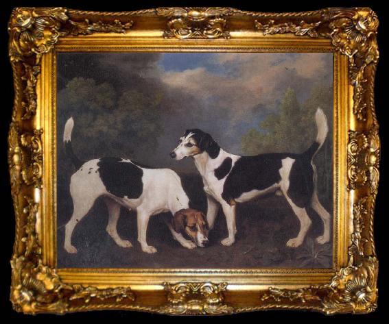 framed  George Stubbs A Couple of Foxhounds, ta009-2